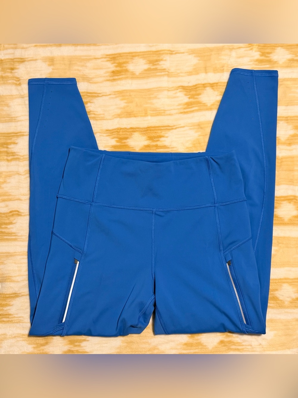 Athleta Rainer Tight High-Waisted Leggings Blue, Size M Reflective Zip Pockets - Picture 2 of 8
